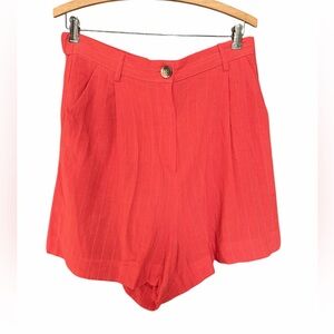 Draper James High Waist Shorts Orangish Linen Rayon Blend  SZ L